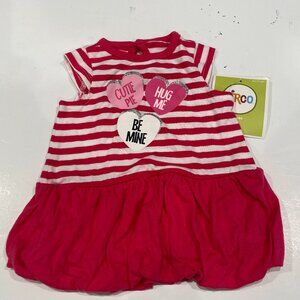 Circo, NWT, NB baby, Valentine dress in pink and white with hearts 100% cotton.